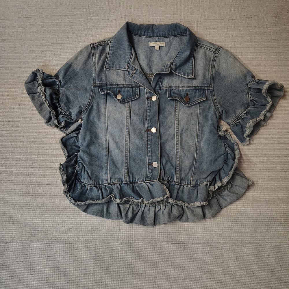 Chelsea & Violet Girls L Denim Jacket Ruffle Light Wash Western Cowgirl Cotton